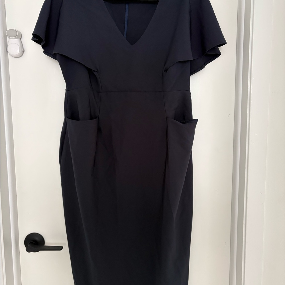 ASOS Maternity Dark Navy Sheath Dress with Flutter Sleeves